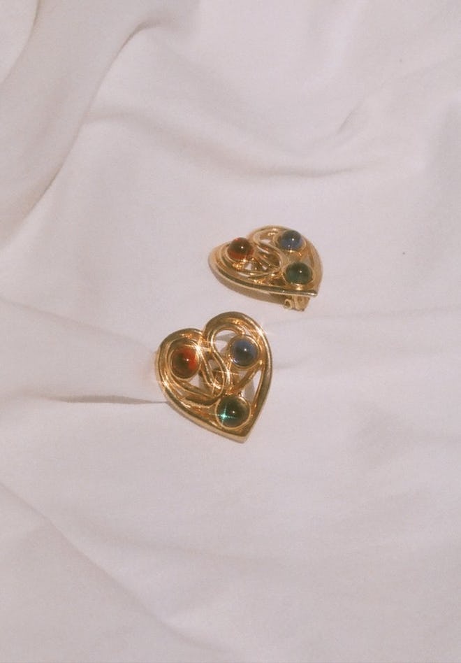 Vintage Gripoix Heart Earrings