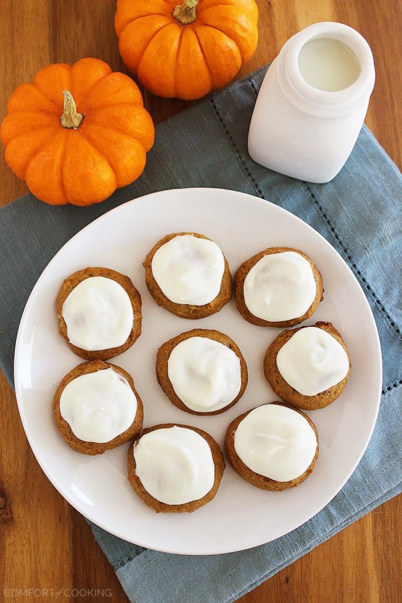 frosted pumpkin gingerbread cookies
