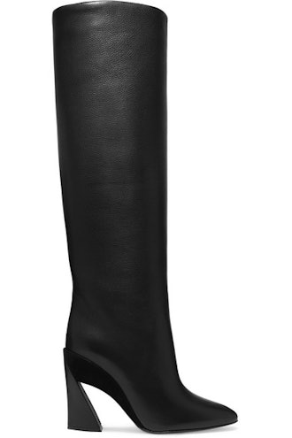 Antea Suede-Trimmed Textured-Leather Knee Boots