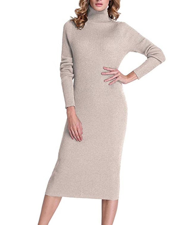 PrettyGuide Turtleneck Maxi Sweater Dress