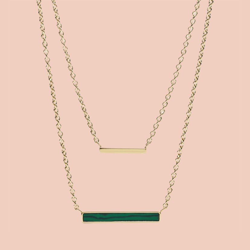 Duo Bar Gold-Tone Stainless Steel Multi-strand Necklace 