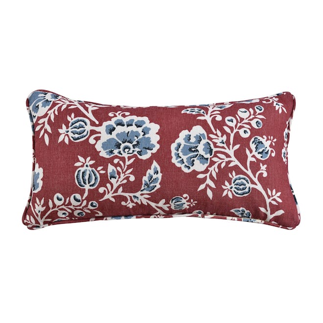 One Kings Lane Open House™ Catrine Vermillion Floral Lumbar Throw Pillow in Coral