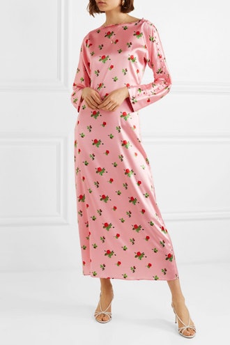 Dakota Floral-Print Stretch-Silk Satin Maxi Dress