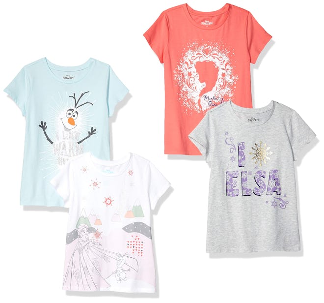 Spotted Zebra by Disney Frozen - Girls' Toddler & Kids 4-Pack Short-Sleeve T-Shirts