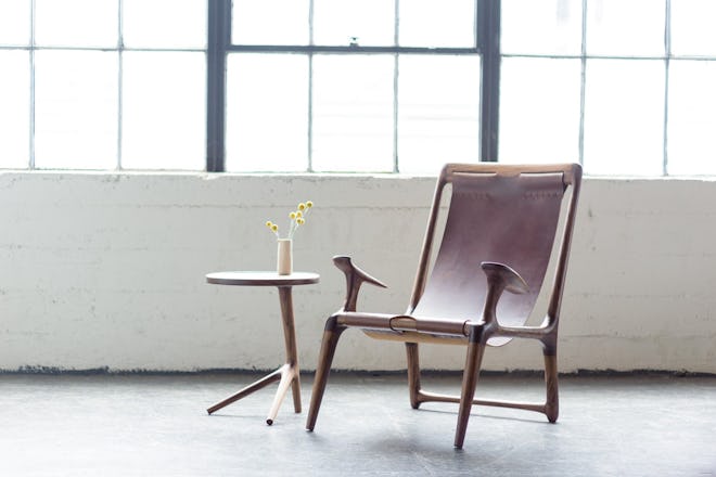The Sling Chair - Walnut & Black or Brown Leather