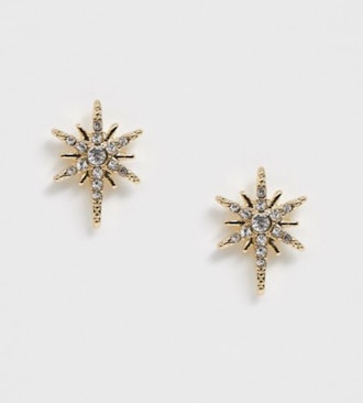Pieces Diamante Star Stud Earrings