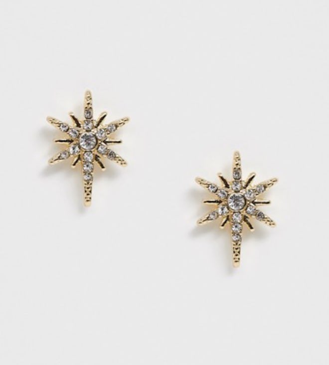 Pieces Diamante Star Stud Earrings