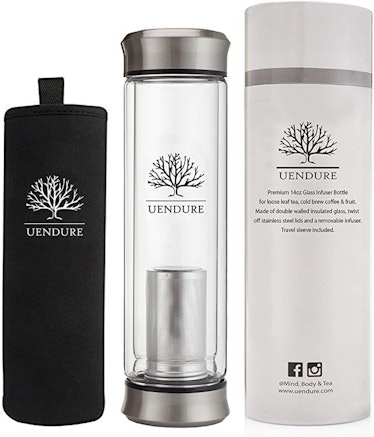 UEndure Glass Tea Infuser Travel Mug with Strainer
