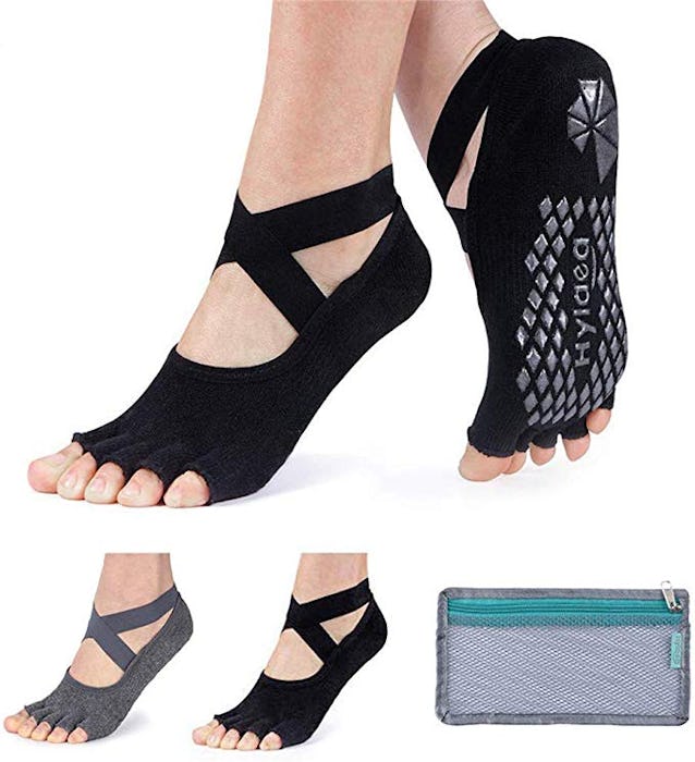 Hylaea Grip & Non Slip Toeless Half Toe Socks (2-Pack)