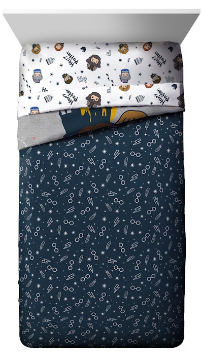 Harry Potter Hogwarts Icons Twin Bed in a Bag Bedding Set feat. Harry, Ron, Hermione, Luna & Hedwig