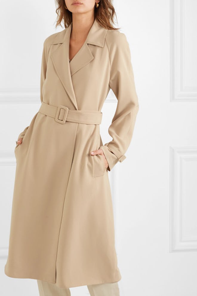 Belted Crepe Trench Coat