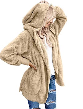 LookbookStore Open Front Hooded Cardigan 