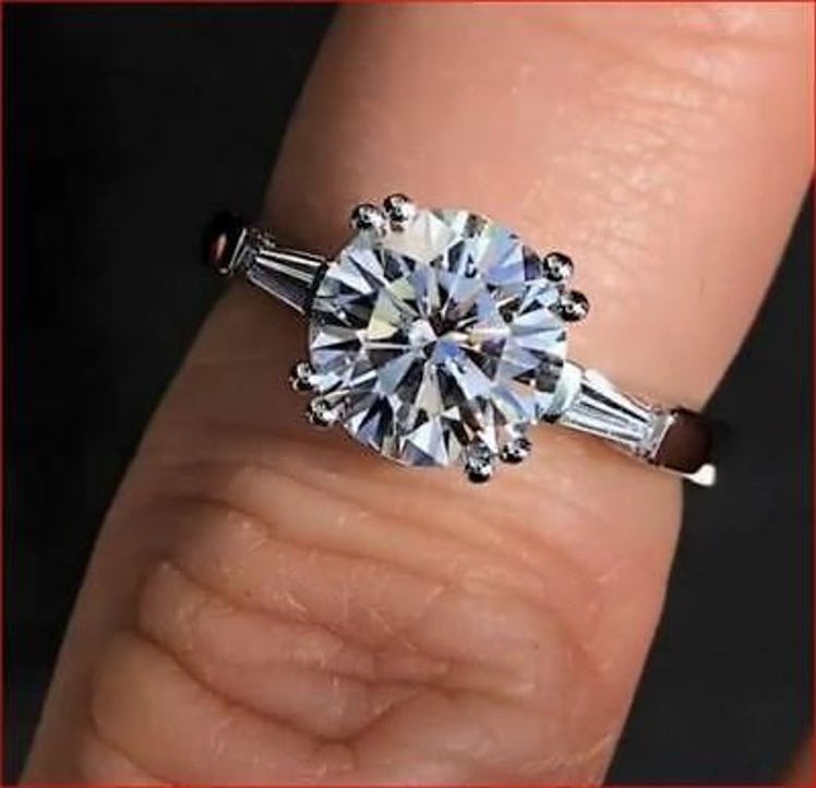 Round Cut Moissanite Diamond Solitaire Engagement Ring