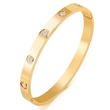 MVCOLEDY 18K-Gold Plated Cubic Zirconia Bangle 