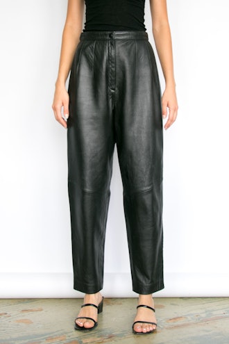 Vintage Black Lambskin High-Rise Leather Pants