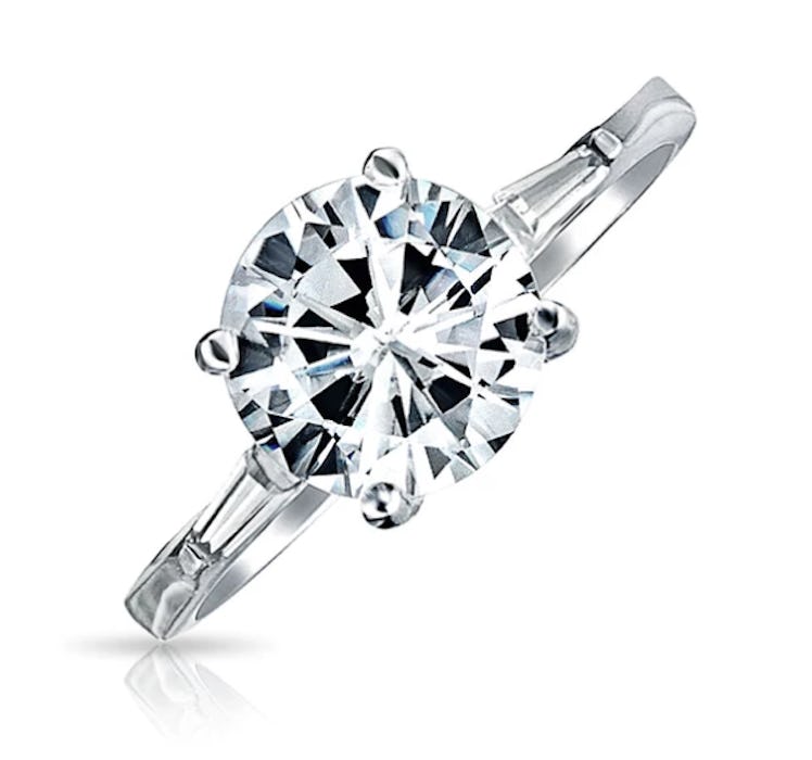 Sterling Silver CZ Solitaire Engagement Ring