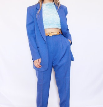 Vintage Royal Blue Three-Piece Wool Suit