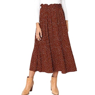 Exlura High Waist Pleated Swing Skirt