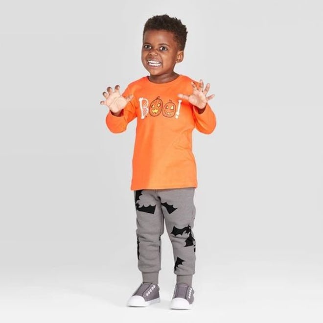 Toddler Boys' Boo Long Sleeve T-Shirt and Fleece Jogger Set