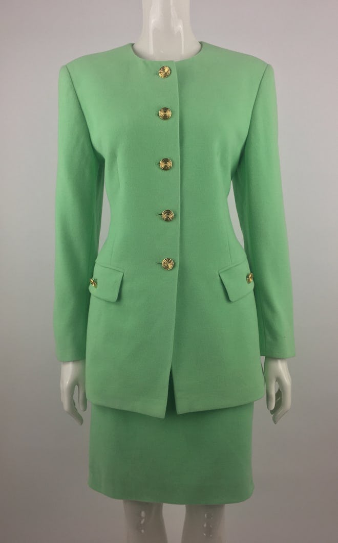 Vintage Escada Lime Green Skirt Suit
