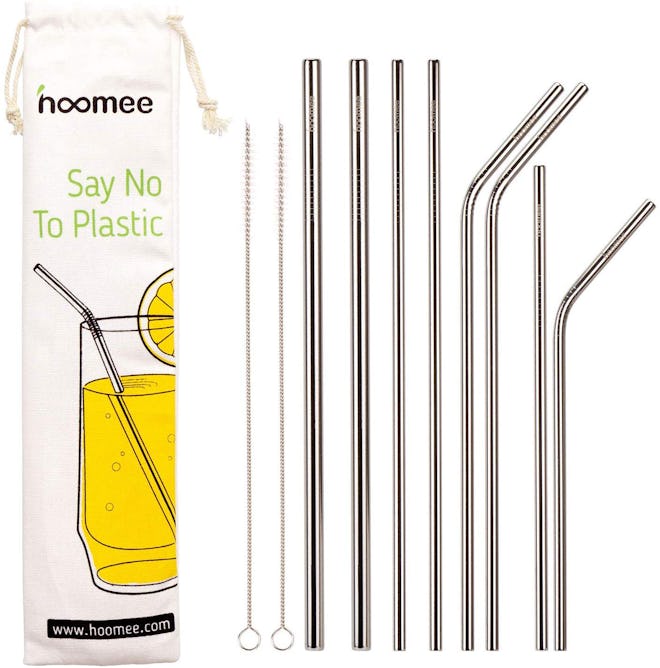 HOOMEE Reusable Stainless Steel Straws (Set of 8)