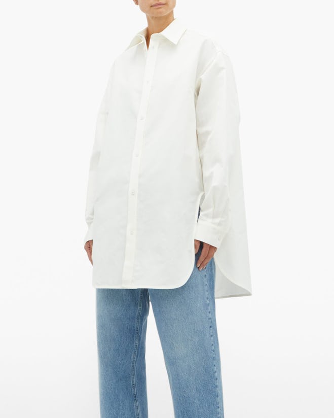 Oversized Drop-Shoulder Cotton-Blend Shirt