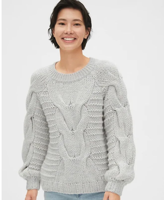Chunky Cable-Knit Crewneck Sweater