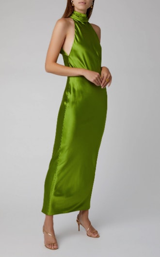 Silk-Satin Halterneck Gown