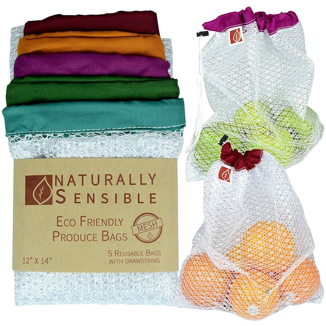 Naturally Sensible Nylon Mesh Reusable Produce Bag (5-Pack)