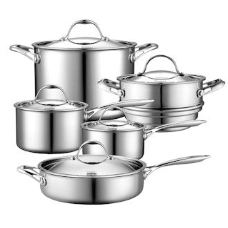 Cooks Standard 10-Piece Multi-Ply Clad Stainless Steel Cookware Set