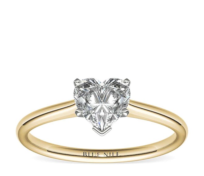 1ct Heart Solitaire Engagement Ring in 18k Yellow Gold