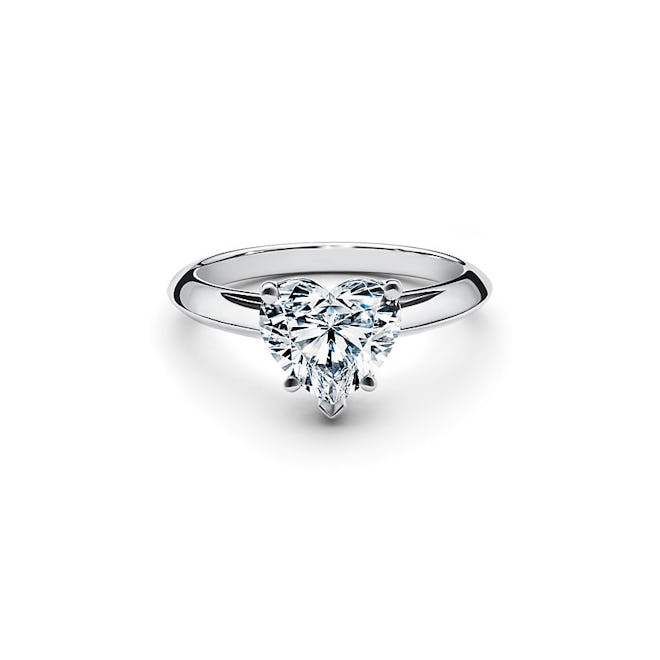 Heart-Shaped Diamond Engagement Ring In Platinum