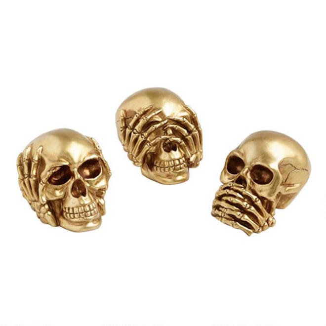 Gold No Evil Skull Decor Set Of 3