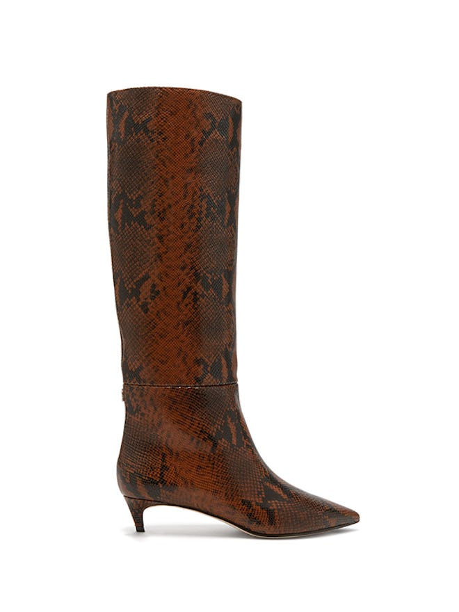 Maxima 35 Python-Effect Leather Knee-High Boots