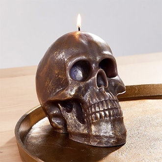 Metallic Black Skull Candle