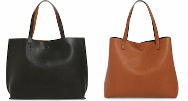 Street Level Reversible Faux Leather Tote & Wristlet