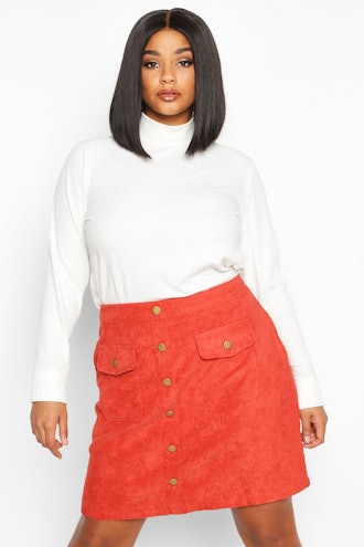 Plus Chunky Cord Pocket Front Mini Skirt