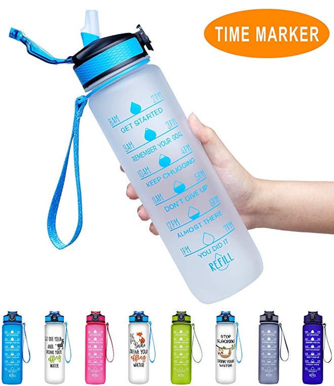 Giotto Water Bottle With Time Marker & Straw