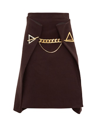 Chain-Embellished Cashmere Skirt