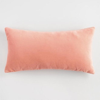 Oversized Salmon Pink Velvet Lumbar Pillow