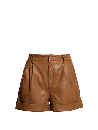 Abot High-Rise Washed Leather Shorts