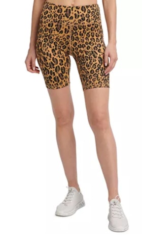 DKNY Sport Leopard-Print High-Waist Bike Shorts