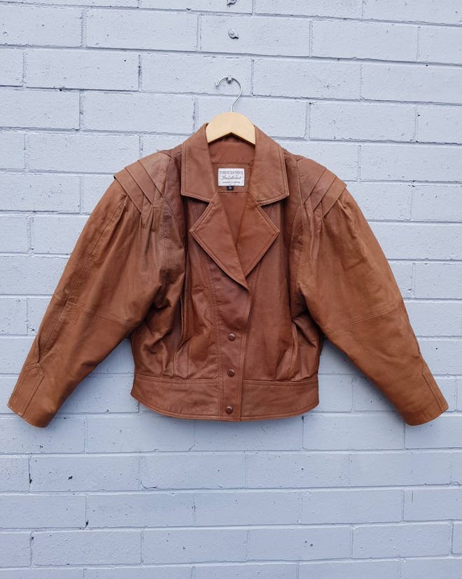 80s Pleated Leather Bomber