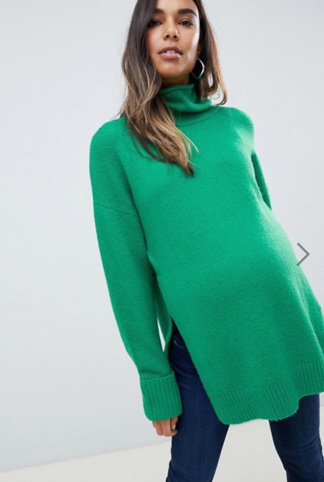 Maternity Nursing chunky sweater in oversize with high neck