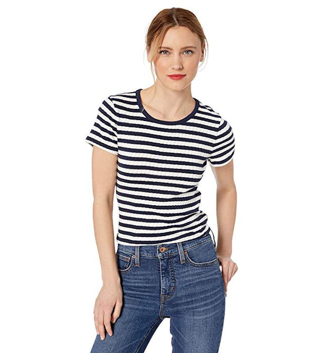 J.Crew Mercantile Short-Sleeve Striped Ribbed Crewneck 