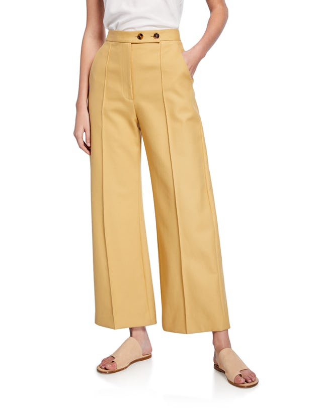 Yasmin Seamed Gabardine Wide-Leg Pants