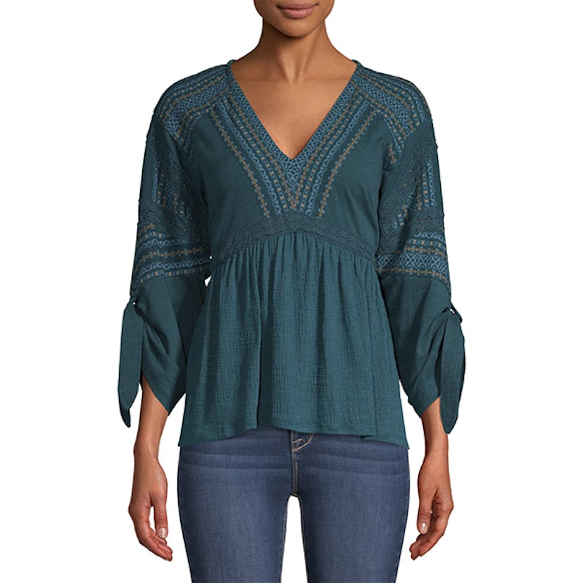Time And Tru Women's Mixed Peasant Top
