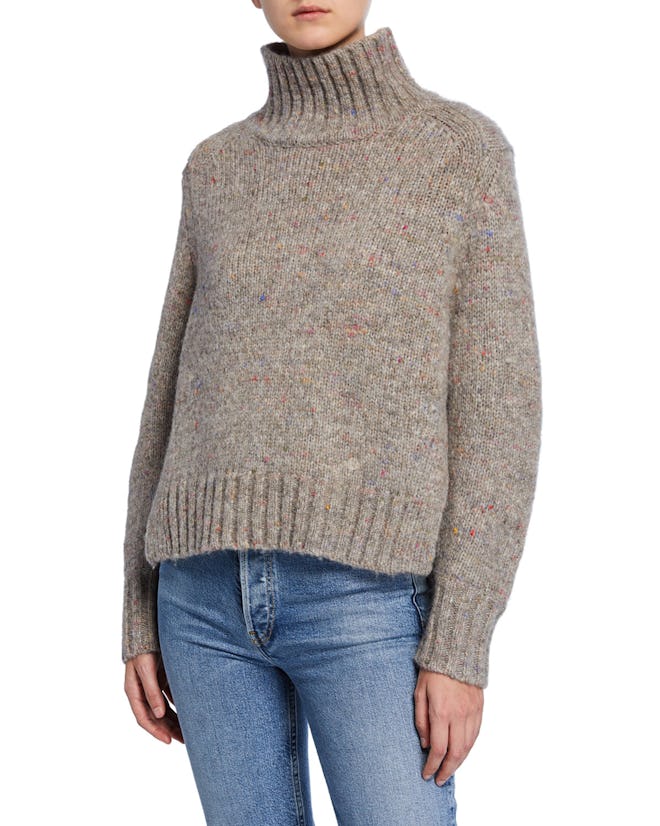 Alpaca Melange Turtleneck Sweater