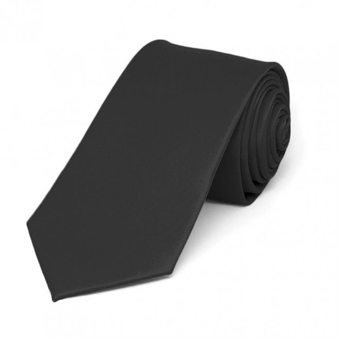 Black Slim Solid Color Neck Tie