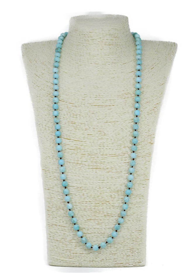 Lovely Bead Handmade Double Knotted Light Blue Turquoise Long Necklace